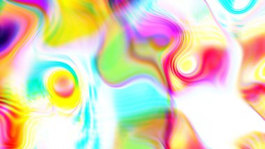 Üç boyutlu illüstrasyon. Dijital efektler. Neon parıltısı. Simetri ve yansıma. Şenlik dekorasyonu. Bulanık arkaplan.