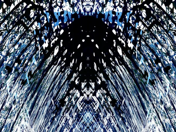 Digitális Effektek Neon Ragyogás Szimmetria Tükröződés Ünnepi Dekoráció Absztrakt Homályos — Stock Fotó