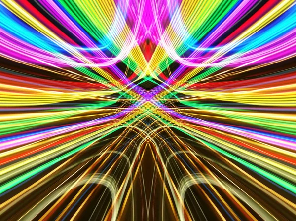 Digital Effects Neon Glow Symmetry Reflection Festive Decoration Abstract Blurred — Stock Photo, Image