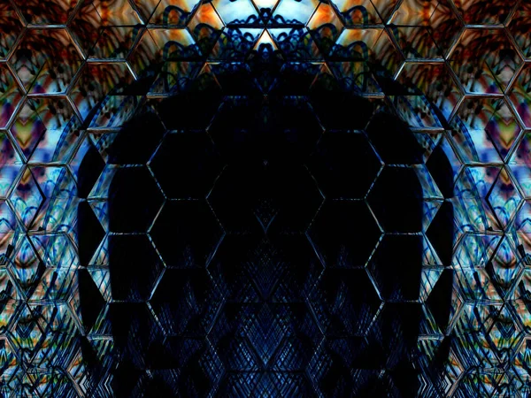 Цифрові Ефекти Неонове Сяйво Симетрія Відображення Святкова Прикраса Абстрактний Розмитий — стокове фото