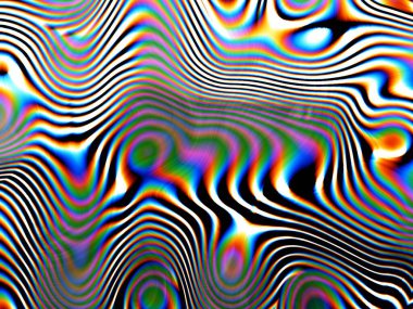 Dijital efektler. Neon parıltısı. Simetri ve yansıma. Şenlik dekorasyonu. Bulanık arkaplan.