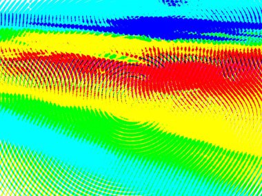 Dijital efektler. Neon parıltısı. Simetri ve yansıma. Şenlik dekorasyonu. Bulanık arkaplan.