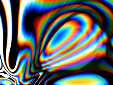 Dijital efektler. Neon parıltısı. Simetri ve yansıma. Şenlik dekorasyonu. Bulanık arkaplan.