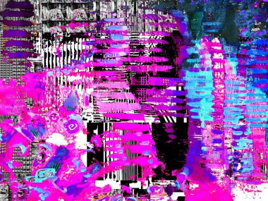 Dijital efektler. Neon parıltısı. Simetri ve yansıma. Şenlik dekorasyonu. Bulanık arkaplan.