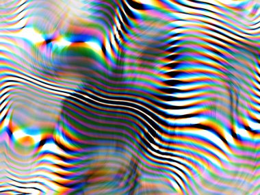 Dijital efektler. Neon parıltısı. Simetri ve yansıma. Şenlik dekorasyonu. Bulanık arkaplan.