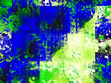 Dijital efektler. Neon parıltısı. Simetri ve yansıma. Şenlik dekorasyonu. Bulanık arkaplan.