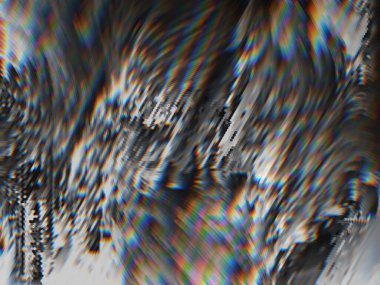 Dijital efektler. Neon parıltısı. Simetri ve yansıma. Şenlik dekorasyonu. Bulanık arkaplan.