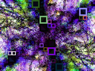 Dijital efektler. Geometrik soyut arkaplan. Renkli desen. Benzersiz bir doku. Şenlik dekorasyonu. Poster, broşür, el ilanı ve kart için yaratıcı grafik tasarımı. Ağ, kumaş ve örtü için arkaplan.