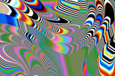 Dijital efektler. Geometrik soyut arkaplan. Renkli desen. Benzersiz bir doku. Şenlik dekorasyonu. Poster, broşür, el ilanı ve kart için yaratıcı grafik tasarımı. Ağ, kumaş ve örtü için arkaplan.