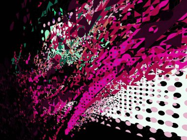 Dijital efektler. Geometrik soyut arkaplan. Renkli desen. Benzersiz bir doku. Şenlik dekorasyonu. Poster, broşür, el ilanı ve kart için yaratıcı grafik tasarımı. Ağ, kumaş ve örtü için arkaplan.