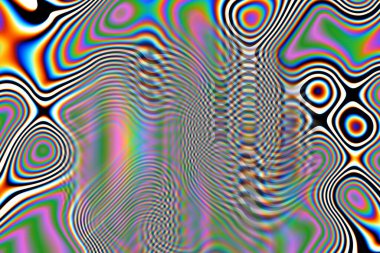 Dijital efektler. Geometrik soyut arkaplan. Renkli desen. Benzersiz bir doku. Şenlik dekorasyonu. Poster, broşür, el ilanı ve kart için yaratıcı grafik tasarımı. Ağ, kumaş ve örtü için arkaplan.