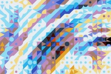 Dijital efektler. Geometrik soyut arkaplan. Renkli desen. Benzersiz bir doku. Şenlik dekorasyonu. Poster, broşür, el ilanı ve kart için yaratıcı grafik tasarımı. Ağ, kumaş ve örtü için arkaplan.