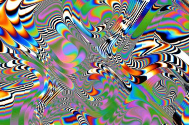 Dijital efektler. Geometrik soyut arkaplan. Renkli desen. Benzersiz bir doku. Şenlik dekorasyonu. Poster, broşür, el ilanı ve kart için yaratıcı grafik tasarımı. Ağ, kumaş ve örtü için arkaplan.