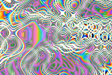 Dijital efektler. Geometrik soyut arkaplan. Renkli desen. Benzersiz bir doku. Şenlik dekorasyonu. Poster, broşür, el ilanı ve kart için yaratıcı grafik tasarımı. Ağ, kumaş ve örtü için arkaplan.