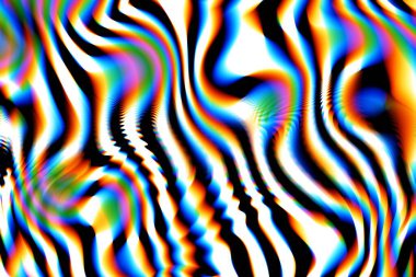 Dijital efektler. Geometrik soyut arkaplan. Renkli desen. Benzersiz bir doku. Şenlik dekorasyonu. Poster, broşür, el ilanı ve kart için yaratıcı grafik tasarımı. Ağ, kumaş ve örtü için arkaplan.