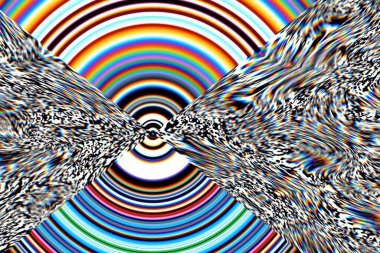 Dijital efektler. Geometrik soyut arkaplan. Renkli desen. Benzersiz bir doku. Şenlik dekorasyonu. Poster, broşür, el ilanı ve kart için yaratıcı grafik tasarımı. Ağ, kumaş ve örtü için arkaplan.