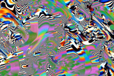 Dijital efektler. Geometrik soyut arkaplan. Renkli desen. Benzersiz bir doku. Şenlik dekorasyonu. Poster, broşür, el ilanı ve kart için yaratıcı grafik tasarımı. Ağ, kumaş ve örtü için arkaplan.