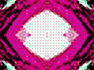 Dijital efektler. Neon parıltısı. Simetri ve yansıma. Şenlik dekorasyonu. Bulanık arkaplan. Renkli desen. Poster, broşür, el ilanı ve kart için yaratıcı grafik tasarımı. Benzersiz duvar kağıdı.