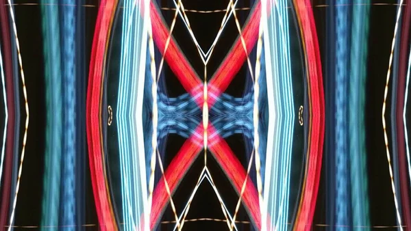 Effetti Digitali Bagliore Neon Simmetria Riflessione Decorazione Festiva Astratto Sfondo — Foto Stock