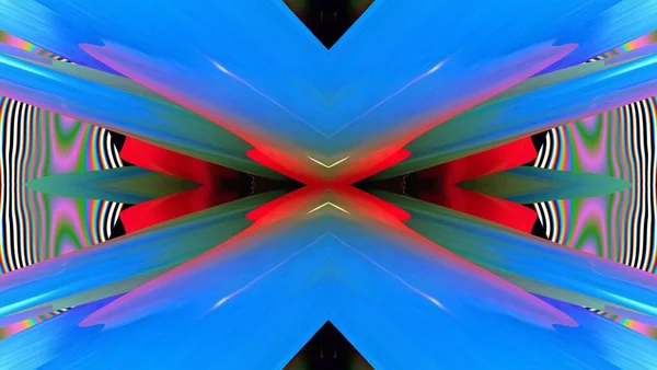 Effetti Digitali Bagliore Neon Simmetria Riflessione Decorazione Festiva Astratto Sfondo — Foto Stock