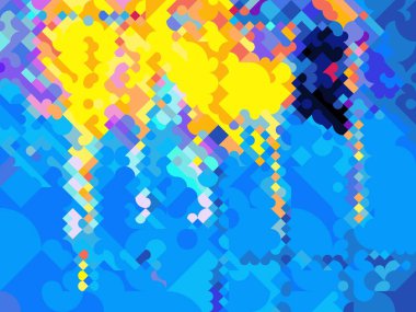 Geometrik soyut arkaplan. Renkli desen. Benzersiz bir doku. Şenlik dekorasyonu. Poster, broşür, el ilanı ve kart için yaratıcı grafik tasarımı. Ağ, kumaş ve örtü için arkaplan.