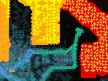 Geometrik soyut arkaplan. Renkli desen. Benzersiz bir doku. Şenlik dekorasyonu. Poster, broşür, el ilanı ve kart için yaratıcı grafik tasarımı. Ağ, kumaş ve örtü için arkaplan.