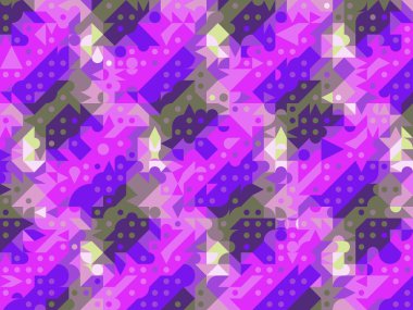 Çok renkli soyut arkaplan. Dijital efektler. Geometrik doku. Renkli desen. Poster, broşür, el ilanı ve kart için yaratıcı grafik tasarımı. Benzersiz şehir kamuflajı.