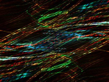 Hafif boya. Neon parıltısı. Simetri ve yansıma. Şenlik dekorasyonu. Bulanık arkaplan. Parlak doku. Parlak desen. Poster, broşür, el ilanı ve kart için yaratıcı grafik tasarımı. Ağ, kumaş ve örtü için arkaplan.