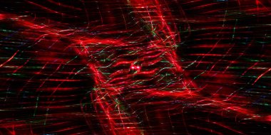 Hafif boya. Neon parıltısı. Simetri ve yansıma. Şenlik dekorasyonu. Bulanık arkaplan. Parlak doku. Parlak desen. Poster, broşür, el ilanı ve kart için yaratıcı grafik tasarımı. Ağ, kumaş ve örtü için arkaplan.