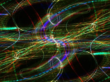 Hafif boya. Neon parıltısı. Simetri ve yansıma. Şenlik dekorasyonu. Bulanık arkaplan. Parlak doku. Parlak desen. Poster, broşür, el ilanı ve kart için yaratıcı grafik tasarımı. Ağ, kumaş ve örtü için arkaplan.