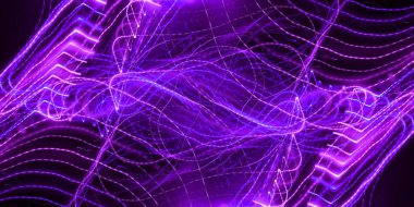 Hafif boya. Neon parıltısı. Simetri ve yansıma. Şenlik dekorasyonu. Bulanık arkaplan. Parlak doku. Parlak desen. Poster, broşür, el ilanı ve kart için yaratıcı grafik tasarımı. Ağ, kumaş ve örtü için arkaplan.