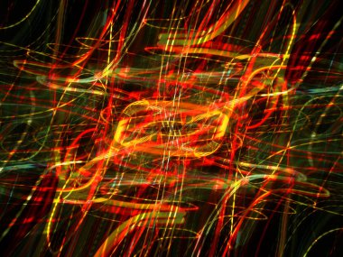 Hafif boya. Neon parıltısı. Simetri ve yansıma. Şenlik dekorasyonu. Bulanık arkaplan. Parlak doku. Parlak desen. Poster, broşür, el ilanı ve kart için yaratıcı grafik tasarımı. Ağ, kumaş ve örtü için arkaplan.