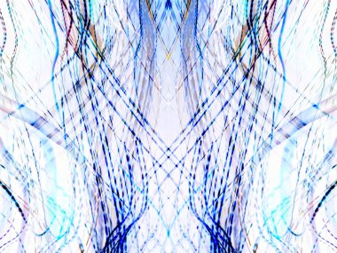 Hafif boya. Neon parıltısı. Simetri ve yansıma. Şenlik dekorasyonu. Bulanık arkaplan. Parlak doku. Parlak desen. Poster, broşür, el ilanı ve kart için yaratıcı grafik tasarımı. Ağ, kumaş ve örtü için arkaplan.