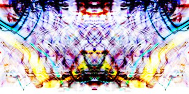 Hafif boya. Neon parıltısı. Simetri ve yansıma. Şenlik dekorasyonu. Bulanık arkaplan. Parlak doku. Parlak desen.