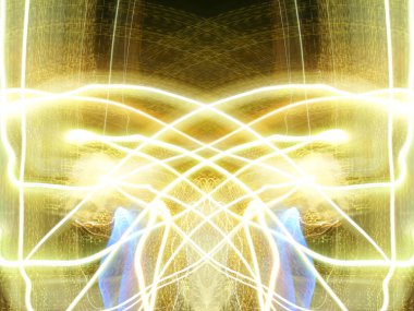 Hafif boya. Neon parıltısı. Simetri ve yansıma. Şenlik dekorasyonu. Bulanık arkaplan. Parlak doku. Parlak desen. Poster, broşür, el ilanı ve kart için yaratıcı grafik tasarımı. Ağ, kumaş ve örtü için arkaplan.