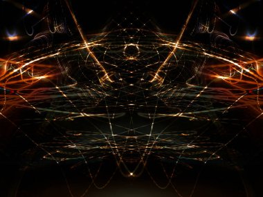 Hafif boya. Neon parıltısı. Simetri ve yansıma. Şenlik dekorasyonu. Bulanık arkaplan. Parlak doku. Parlak desen. Poster, broşür, el ilanı ve kart için yaratıcı grafik tasarımı. Ağ, kumaş ve örtü için arkaplan.