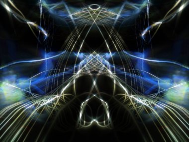 Hafif boya. Neon parıltısı. Simetri ve yansıma. Şenlik dekorasyonu. Bulanık arkaplan. Parlak doku. Parlak desen. Poster, broşür, el ilanı ve kart için yaratıcı grafik tasarımı. Ağ, kumaş ve örtü için arkaplan.