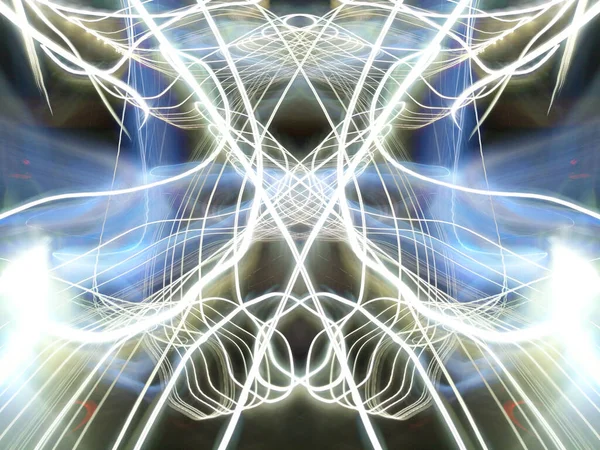 Hafif boya. Neon parıltısı. Simetri ve yansıma. Şenlik dekorasyonu. Bulanık arkaplan. Parlak doku. Parlak desen. Poster, broşür, el ilanı ve kart için yaratıcı grafik tasarımı. Ağ, kumaş ve örtü için arkaplan.