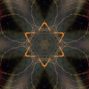 Fraktal soyut arkaplan. Işık efektleri. Neon parıltısı. Şenlik dekorasyonu. Renkli desen. Geometrik doku.