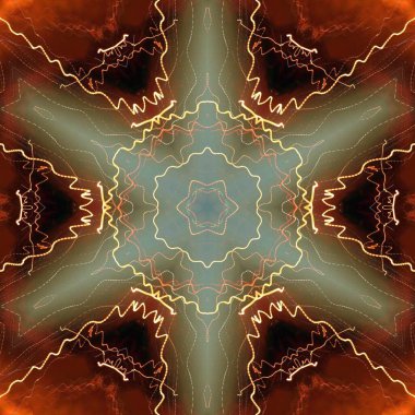 Fraktal soyut arkaplan. Işık efektleri. Neon parıltısı. Şenlik dekorasyonu. Renkli desen. Geometrik doku. 