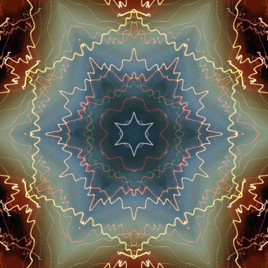 Fraktal soyut arkaplan. Işık efektleri. Neon parıltısı. Şenlik dekorasyonu. Renkli desen. Geometrik doku. 