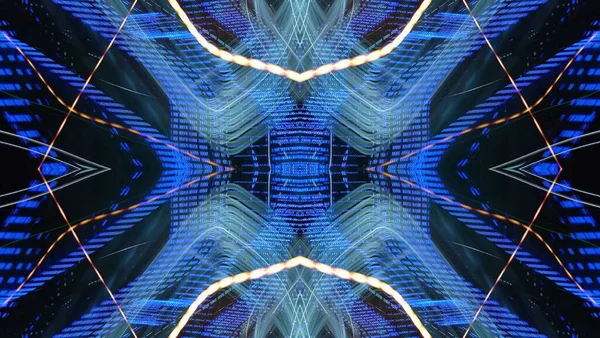 Lichtmalerei Neonglühen Symmetrie Und Reflexion Festliche Dekoration Abstrakter Verschwommener Hintergrund lizenzfreie Stockfotos