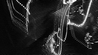 Tek renkli soyut bir arkaplan. Siyah ve beyaz desenli. Yarı renkte. Poster, broşür, broşür, broşür ve kart için yaratıcı karanlık grafik tasarımı. Ağ, kumaş ve örtü için arkaplan.