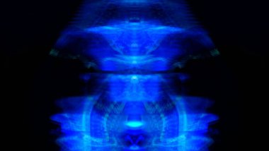 Işık efektleri. Neon parıltısı. Simetri ve yansıma. Şenlik dekorasyonu. Bulanık arkaplan. Parlak doku. Parlak desen. Poster, broşür, el ilanı ve kart için yaratıcı grafik tasarımı. Ağ, kumaş ve örtü için arkaplan.