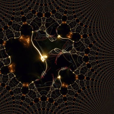 Fraktal soyut arkaplan. Işık efektleri. Neon parıltısı. Şenlik dekorasyonu. Renkli desen. Geometrik doku.