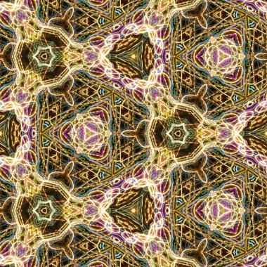 Fraktal soyut arkaplan. Işık efektleri. Neon parıltısı. Şenlik dekorasyonu. Renkli desen. Geometrik doku.  