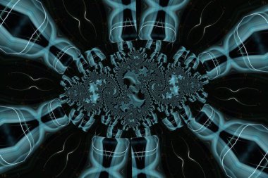 Fraktal soyut arkaplan. Işık efektleri. Neon parıltısı. Şenlik dekorasyonu. Renkli desen. Geometrik doku.