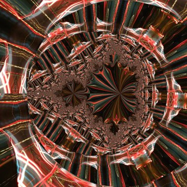 Fraktal soyut arkaplan. Işık efektleri. Neon parıltısı. Şenlik dekorasyonu. Renkli desen. Geometrik doku.