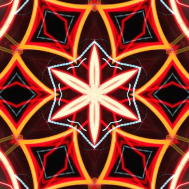 Fraktal soyut arkaplan. Işık efektleri. Neon parıltısı. Şenlik dekorasyonu. Renkli desen. Geometrik doku.