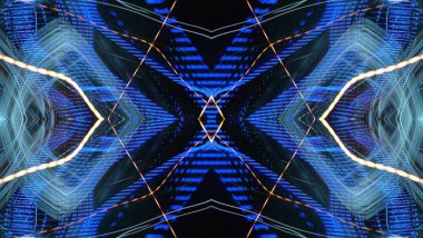 Hafif boya. Neon parıltısı. Simetri ve yansıma. Şenlik dekorasyonu. Bulanık arkaplan. Parlak doku. Parlak desen. Poster, broşür, el ilanı ve kart için yaratıcı grafik tasarımı. Ağ, kumaş ve örtü için arkaplan.